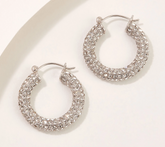 Diamonique x Lisa Freede 1/2" "Donut" Hoop Earrings – Silvertone Brass